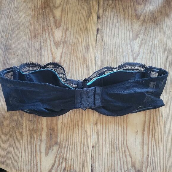 M&S Strapless Balconette Teal and Black Lace Bra - Picture 8 of 10